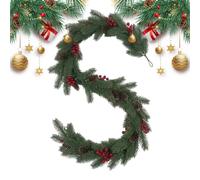 Pine Berry Christmas Garland - Flexible Green Foliage With Berry Clusters,
