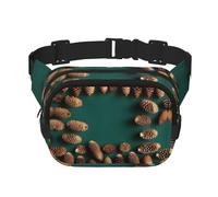 Pine Cone Border Fitness borsa a tracolla da viaggio, alla moda e casual, marsupio quadrato a doppio strato, nero, taglia unica, Nero, One Size