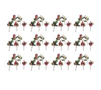 Pine coni artificiali Fiori bacche rosse gambi di vegetazione di plastica per decorazioni natalizie fai -da -te centrotavola per feste di nozze abbellimenti di confezione per le (12 set)