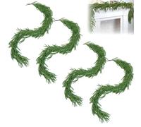 Pine Garland, Garland Christmas, Pine Garlands Realistic for Table Mantle Fireplace Window Holiday Indoor Outdoor Decoration (4 sets,5.9 ft)