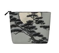 Pine Tree Under The Moon - Borsa per trucchi in canapa finta, grande capacità, organizer da viaggio per viaggi di lavoro e uso quotidiano