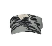 Pine Tree Under The Moon Cappello da sole traspirante per adulti è alla moda e versatile con fascia elastica regolabile e tesa curva a prova di sole, nero