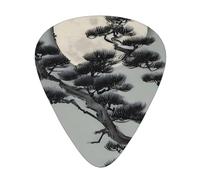 Pine Tree Under The Moon - Set di 12 plettri per chitarra, inclusi 3 spessori di plettri per chitarre acustiche, ukulele e molto altro ancora.