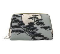 Pine Tree Under The Moon - Trousse portatile in pelle per cosmetici, articoli da toeletta e oggetti essenziali quotidiani, bianco, Taglia unica