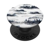 Pine Trees In Fog For Hiking And Camping Cute Nature Pattern PopSockets PopGrip Adesivo
