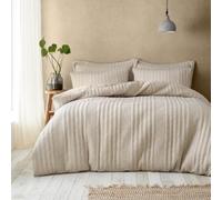 Pineapple Elephant Bedding Tamba - Set copripiumino king size, in jersey a righe, con federe, colore: naturale