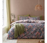 Pineapple Elephant Keera - Set copripiumino matrimoniale reversibile con federe, motivo floreale, colore: blu navy