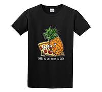 Pineapple Pizza Funny Pizza Day Funny Words Printed Gift T-Shirt Graphic Top Printed Shirt for Mens Black XXL