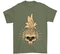 Pineapple Skull Gothic Biker Surfing Uomo T-Shirt 100% Cotone