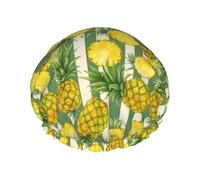 Pineapple White Green Stripes Cuffia Da Doccia Per Donna Impermeabile Cuffia Doccia Per Capelli Riutilizzabile Cuffie Capelli Per Nuoto Casa Hotel