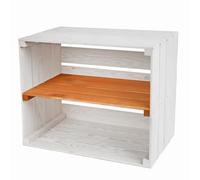 PINEEA Scatola di legno grande scaffale - Cassetta per frutta in legno - Casetta per vino - 1 Pezzo Decorazione Bianca vintage scatola di legno 50x40x30cm