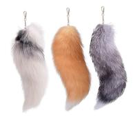 Pineeseatile 3 pezzi Therian Tail 15, 8 pollici lungo morbido e soffice per zaino da donna per adulti, portachiavi a coda di volpe di Halloween con chiusura