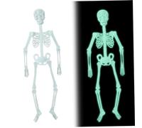 Pineeseatile Bagliore nello Scheletro Oscuro da 59, 06 Pollici di Halloween Scheletro Le Dimensioni della Vita appesa a Un Corpo Pieno Luminoso per la casa infestata Decorazioni di Halloween