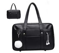Pineeseatile Borsa da scuola giapponese in pelle PU di capacità per laptop uniforme da studente scolastico, borsa multitasche con a tracolla con cerniera per foro per cavo per cuffie