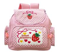 Pineeseatile Borse Scuola Per Ragazze, Zaini Per Ragazze Borsa Scuola Impermeabile Borsa Per Libri A Tema Fragola Con Chiusura A Cerniera In Pizzo 12x5x15 Pollici Zaino Kawaii Per L'Uso Quotidiano