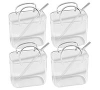 Pineeseatile Borsetta in vetro, Borsa in vetro per bevande, 4 bicchieri unici con cannucce, design carino per borse da cocktail per succhi, cocktail analcolici, feste