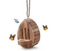Pineeseatile Casetta per Farfalle da Esterno, Habitat per Farfalle in Legno a Forma di Goccia e Mangiatoia con Corda per Decorazione da Giardino per Uso Quotidiano