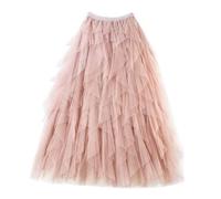 Pineeseatile Gonna in Tulle da Donna Abito Sottile a Trapezio soffice Abito Elastico in Vita a Rete Gonna Lunga Torta Albicocca, Torta da Donna