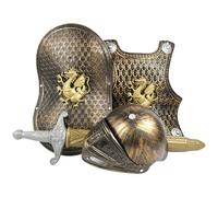 Pineeseatile Knight Armor, Knight Costume Kids, 4pcs/Set Dress Up Armor Set include medievale, scudo, spada e casco, costume di plastica per ragazzi