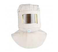 Pineeseatile Maschera con cappuccio per sabbiatura, cappuccio per sabbiatura, su tela con elmetto integrato, lente sostituibile HD e valvola di respirazione per smerigliatura, verniciatura