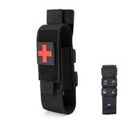 Pineeseatile Porta Laccio emostatico Custodia Portatile per Laccio emostatico per Escursionismo, Campeggio, Arrampicata, Nero, 7, 5x1, 6x1, 6 Pollici, con Toppa Medica Rimovibile Molle Elasticizzata