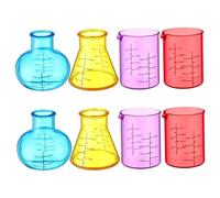 Pineeseatile Set di 8 Bicchieri di plastica Colorati con Diverse Forme, Kit di scienze educative in plastica per Fai da Te, esperimenti, Chimica, studi, fiaschette