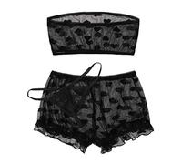 Ping-pong pigiama modello set top biancheria intima donna pantaloni taglio puro cuore sexy slip, Nero , XXL