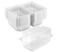 PINGEUI 100 scatole trasparenti per torte, 18 cm, in plastica, con coperchio, quadrate, singole scatole per torte per insalata, panini, dessert, fette di torta, muffin, formaggio, pasta