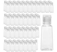 PINGEUI 120 bottigliette da viaggio in plastica trasparente da 30 ml, piccole bottiglie trasparenti con tappo a scatto, bottiglie vuote in plastica per viaggi, cosmetici, prodotti per il trucco