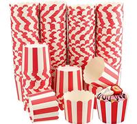 PINGEUI 200 mini pirottini per muffin, in cartone, 7 x 6 x 5,5 cm, per cupcake, in bianco e rosso, per cupcake, per gelato, compleanni