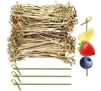 PINGEUI 500 bastoncini da cocktail in bambù, 12 cm, spiedini in bambù con estremità ad anello, stecchini per bevande, barbecue e frutta