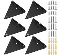 PINGEUI 6 Pezzi Staffe per Mensole Galleggianti in metallo nero, Staffa a Parete Triangolari, Mensola Angolare Reggimensola a Parete, 140 x 130 x 26 mm