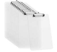 PINGEUI Confezione da 12 tavolette portablocco trasparenti A4, in plastica trasparente con clip a basso profilo, resistenti per casa, scuola, ufficio, affari, lavoro