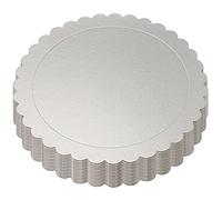 PINGEUI Confezione da 15 vassoi rotondi per torte da 30,5 cm, 2 mm di spessore, in cartone argentato smerlato, per torte, per feste, matrimoni, decorazioni per torte