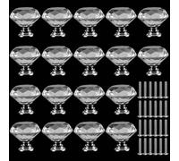 PINGEUI Confezione da 18 maniglie per porte in cristallo da 30 mm, pomelli per cassetti in vetro trasparente con vite, per casa, cucina, ufficio, cassettiera, decorazione per cassetti