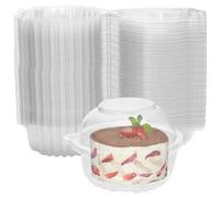 PINGEUI Confezione da 200 scatole in plastica trasparente per cupcake, contenitori singoli per cupcake, contenitori singoli per muffin, porzioni per torte, insalata, formaggio