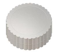 PINGEUI Confezione da 30 vassoi rotondi per torte da 20 cm, in cartone argentato spesso 2 mm, base smerlata per torte, per feste, matrimoni, decorazioni per torte