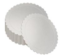 PINGEUI Confezione da 30 vassoi rotondi per torte da 25,4 cm, in cartone argentato spesso 2 mm, base smerlata per torte, per feste, matrimoni, decorazioni per torte