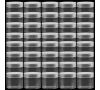 PINGEUI Confezione da 42 barattoli trasparenti per cosmetici da 150 ml, con coperchio, rotondi e vuoti, contenitori in plastica a bocca larga per spezie, fagioli, trucco, cereali, artigianato