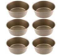PINGEUI Confezione da 6 stampi rotondi in acciaio al carbonio per friggitrice ad aria, 11,4 cm, stampi rotondi per torte, mini teglie da forno per muffin, budini, pane