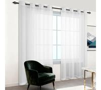 PINGSANL Tenda in Voile 400 x 270 cm Trasparenti Moderne con Occhielli Voile Moderne Eleganti per Finestre Camera da Letto Soggiorno Casa Moderna, Bianco