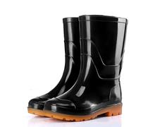 PINGSHI Boutique UK High and Mid Top Waterproof Rain Boots, Non-Slip Fleece Lined Work Boots with Cowhide Sole for Construction and Car Wash(25CM Type 1,41 EU)