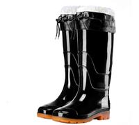 PINGSHI Boutique UK High and Mid Top Waterproof Rain Boots, Non-Slip Fleece Lined Work Boots with Cowhide Sole for Construction and Car Wash(35CM Type 3,45 EU)