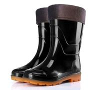 PINGSHI Boutique UK High and Mid Top Waterproof Rain Boots, Non-Slip Fleece Lined Work Boots with Cowhide Sole for Construction and Car Wash(25CM Type 2,38 EU)