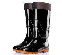 PINGSHI Boutique UK High and Mid Top Waterproof Rain Boots, Non-Slip Fleece Lined Work Boots with Cowhide Sole for Construction and Car Wash(35CM Type 2,39 EU)