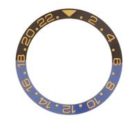 PINGSHI Boutique UK Inserto for Lunetta in Ceramica da 38 mm con cifre Dorate e Base Blu Nera, Anello di Ricambio for Accessorio for Orologio Orologi da Viaggio