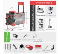 PINGSHI Boutique UK Set di valigie da Pesca ultraleggere con Ruote da 38 Litri, Gambe di Sollevamento, Ruote in PU, Piattaforma da Pesca Versatile con Sedile, Schienale e vano Porta-Attrezzi