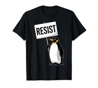 Pinguini Contro Le tariffe Divertente Pinguino Nessuna tariffa resistere Maglietta con Stampa Grafica Economica, Uomo, Nero, S