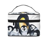 Pinguini imperatore con i bambini nella neve, Borsa per il trucco Borsa per cosmetici Borsa da toilette da viaggio portatile Astuccio per matite Astuccio da toilette