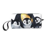 Pinguini imperatore con i bambini nella neve, Borsa per il trucco Borsa per cosmetici Borsa da toilette da viaggio portatile Borsa per trucco Organizer